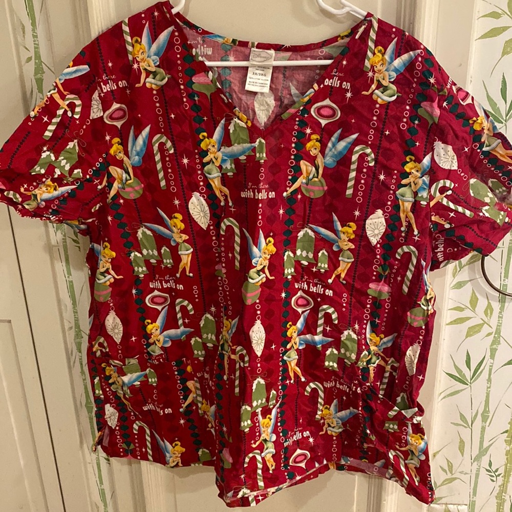 Disney Tinkerbell Women’s Scrub Top Size XS